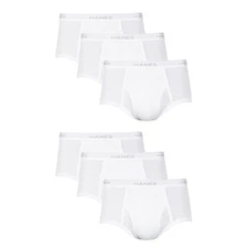 Hanes Briefs 6-Pack Men's Tagless Underwear White ComfortSoft Waistband Wicking