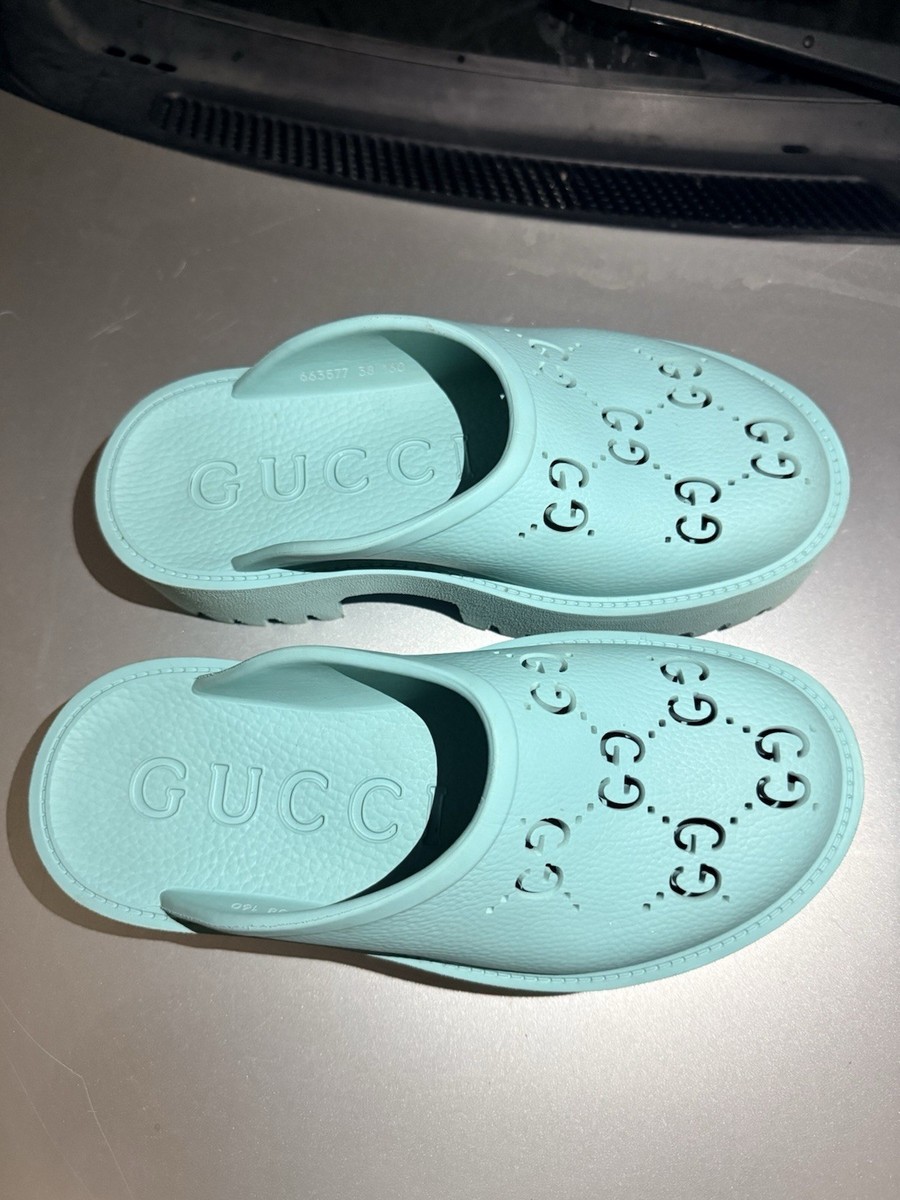 Gucci Light Blue Rubber Slide Sandals Women's US 7.5 Standard