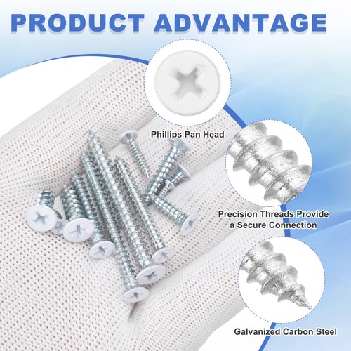 120Pcs ST4x40mm White Countersunk Head Self Tapping Screws for Metal, Silver - Picture 4 of 6