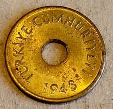GOOD CONDITION 1948 Turkey 1 One Kurus Brilliant UNC  Old Coin KM 881 Kurush 