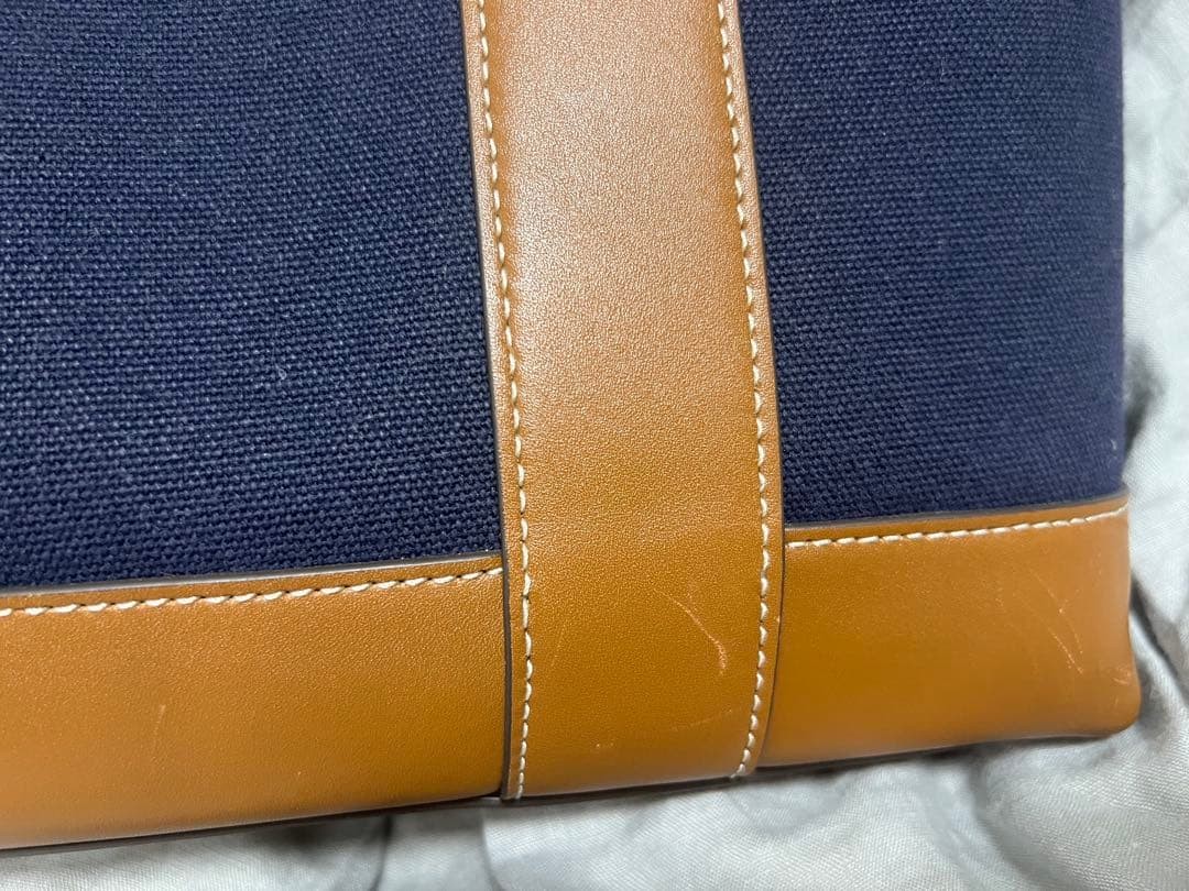 Tory Burch Perry Multistripe Canvas Leather Navy Tote Bag Women's From Japan thumbnail 20