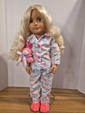 Battat Our Generation Doll Blonde Blue Eyes Curly Hair 18" Pajamas Dachshund ...