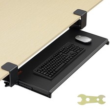 Clamp on Keyboard Tray Under Desk, Desk Keyboard Tray Slide out with Sturdy No-d