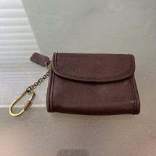 VINTAGE COACH 7219 BROWN LEATHER MULTI-FUNCTION KEY CHAIN COIN CARD WALLET BRASS