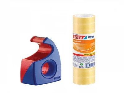 tesa Easy Cut Handabroller + 10 Rollen Tesafilm 15mm x 10m Klebestreifen 57386