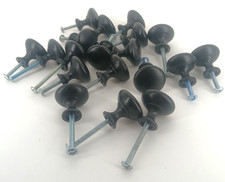 Lot of 20 Cabinet Drawer Knobs Hardware Round Pulls Metal Black Color D. 1.125