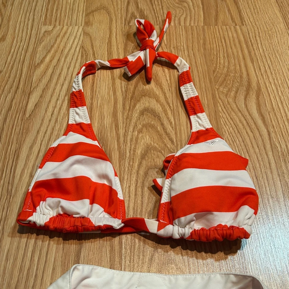 Roxy женщин красный белый в горошек с бретелью через шею бикини купальник комплект размер 3 Y2K - Изображение 4 из 4