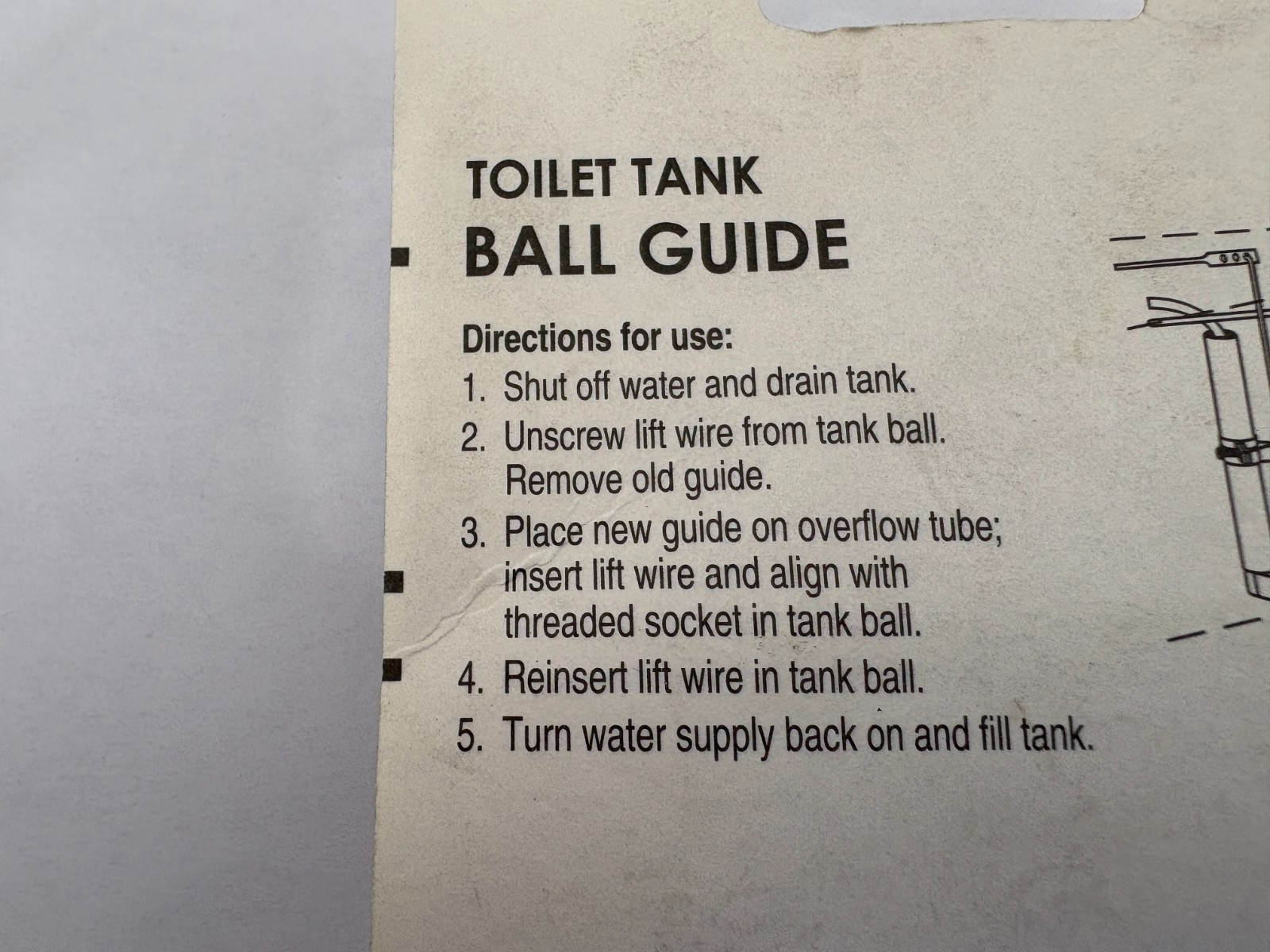 (1) NEW Plumb Works  Adjustable Toilet Tank Ball Guide Plastic - WHITE