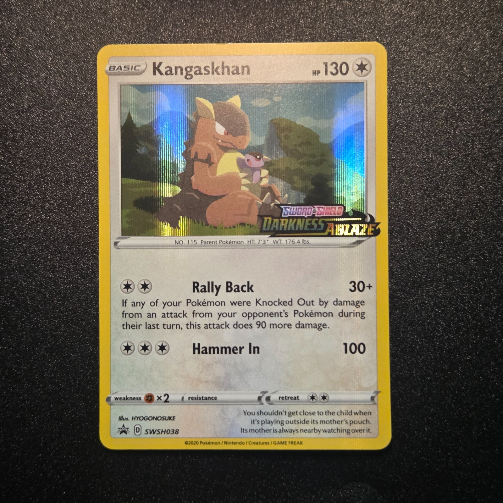 Pokemon TCG Darkness Ablaze Kangaskhan (SWSH038) Stamped Promo Near Mint