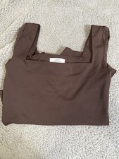 Aritzia Babaton Contour Bodysuit Long Sleeve Brown Square Neck Size M