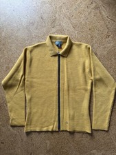 Burton Snowboards yellow/gold 100% pure virgin wool zip up sweater Size M
