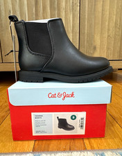 Cat Jack Girls Black Tanner Chelsea Boots with Zipper NEW Toddler Size 9