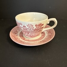 Vintage Churchill Red Willow Rosa Pink Tea Cup and Saucer England