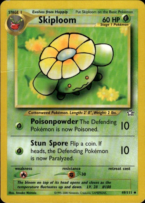Skiploom 49/111 Uncommon Neo Genesis Pokemon Unlimited Heavily Played