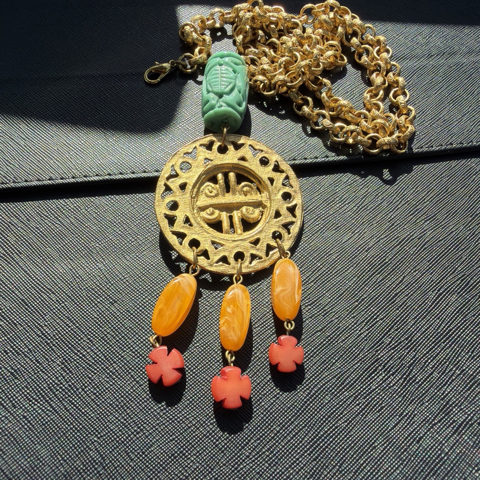 Vintage Unsigned Statement Dangle Lucite Filigree… - image 10