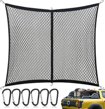 Highly Elastic Cargo Net -Double Layer Truck Bed Cargo Net for Pickup 7x7 FT 4x4