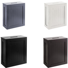 Slim Bathroom Storage Cabinet Toilet Roll Holder Unit Cleaning Supply Organizer