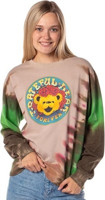 Grateful Dead Womens Forever Grateful Tie-Dye Teddy Bear Light Sweatshirt NWT XS