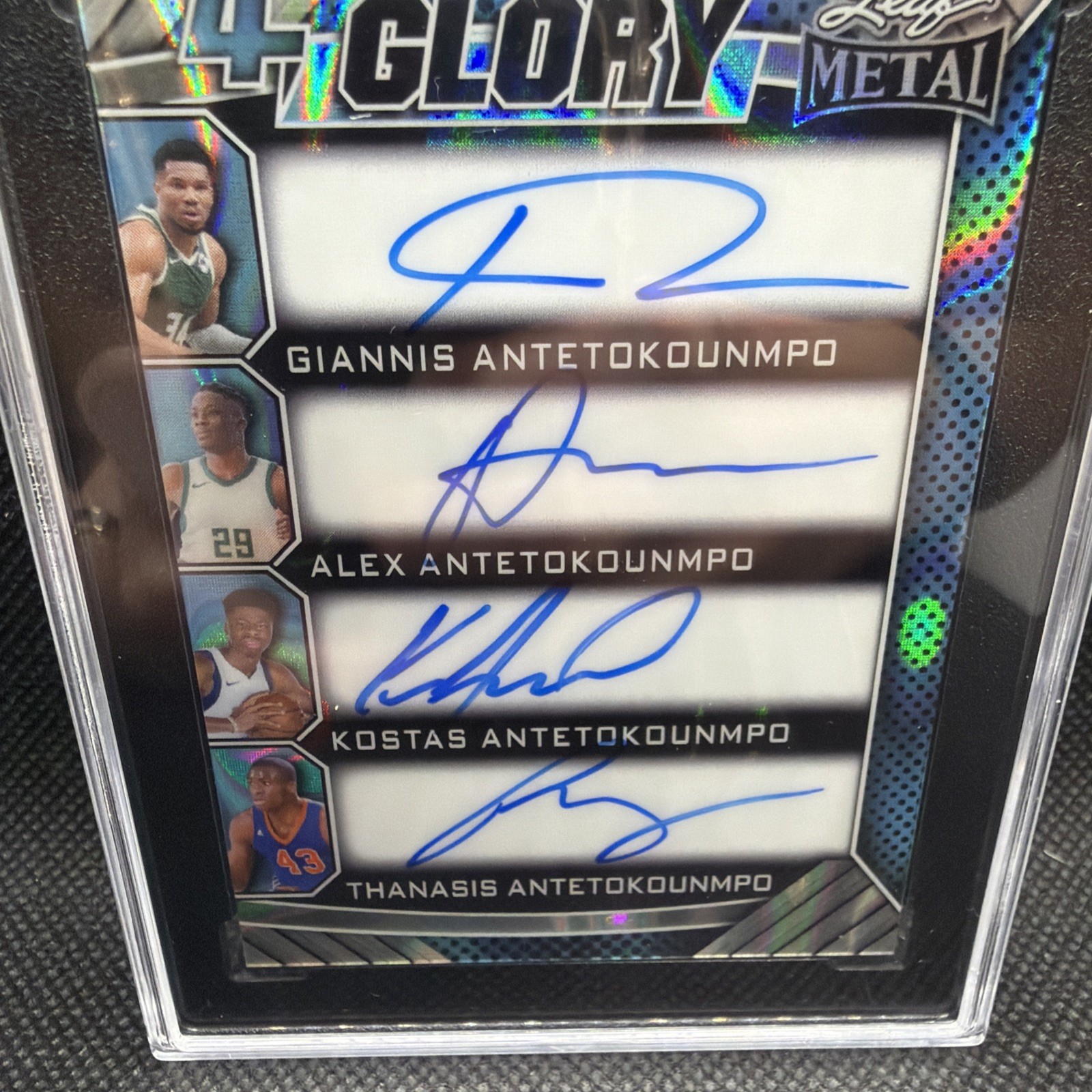 2025 Leaf Metal Giannis Antetokounmpo Brothers 4 Glory Quad Auto 1/1 SGC 9.5/10 view 6