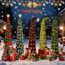 5FT Artificial Pop-Up Christmas Tree With LED Lights Stand Xmas Holiday Decor