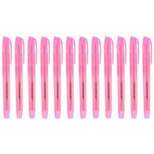 Pink Highlighter, 12 Pack High Lighters No Bleeds Highliters Pens Transparent