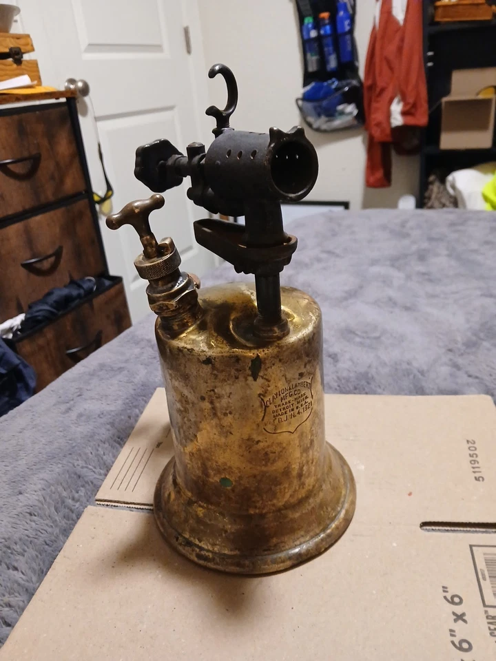 Antiguo latón Clayton & Lambert Mfg. Soplador de gas - Patd 4 de junio de 1921 - Detroit Foto 2 de 4