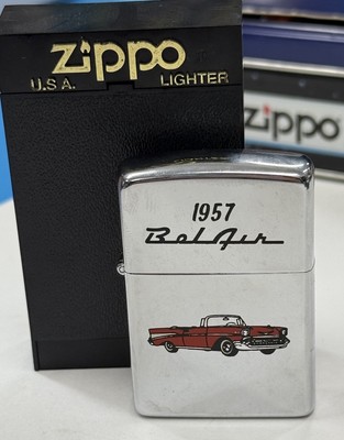 ZIPPO 1990 BEL AIR 1957 POLISHED CHROME LIGHTER UNFIRED IN BOX E50