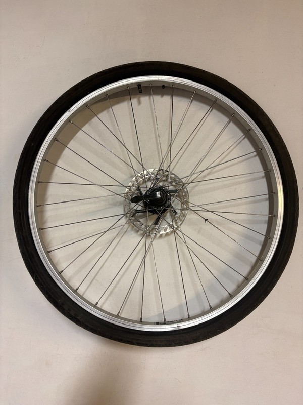 Alex X rim 2000 disc brake 26" front bike wheel with spindle, tyre and tube
