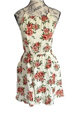Women’s Poetry Floral Mini Dress M Shirt Pockets Romantic Cottagecore Fairy Y2K
