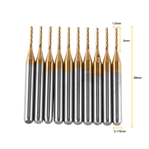 10 Stück Hartmetall Schaftfräser Gravierbits Fräser 3,175 mm x 1 mm - Bild 3 von 7