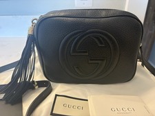 Gucci Black Pebbled Soho Crossbody Bag Tassel...
