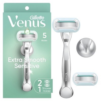 Extra Smooth Sensitive Razor for Women, Includes 1 Reusable Razor Handle + 2 ...