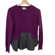 Carven Mixed Media Purple Gray Wool Sweater W...