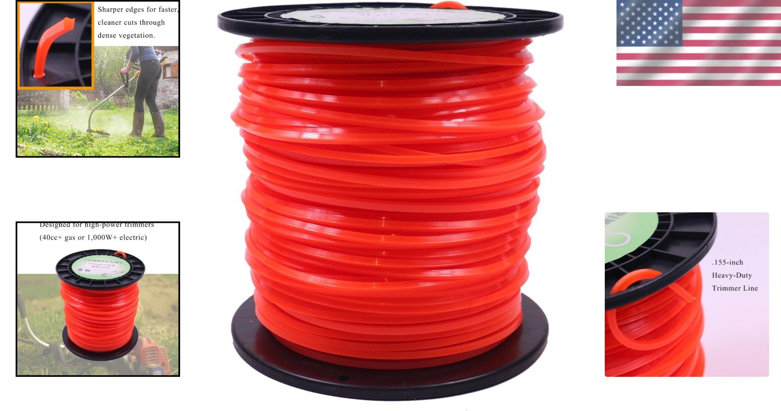 .155'' Heavy-Duty Square Trimmer Line - 5lb Spool for Superior Cutting ...