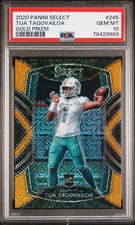 2020 PANINI SELECT GOLD PRIZM #245 TUA TAGOVAILOA ROOKIE RC 7/10 PSA 10