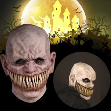 Horror Stalker Clown Mask Halloween Cosplay Monster Long Teeth Chomper Headgear