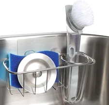 3in1 Sponge Holder For Kitchen Sink With Dish Brush Holder Stainless Steel Caddy
