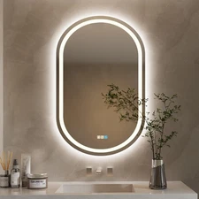 28X36 inches LED Mirror, Oval,Smart Bathroom Mirror with Light, Anti-Fog, 3 C...