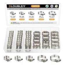 45pcs Hose Clamp Assortment Kit Stainless Steel Worm Gear Clamps
