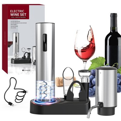 CIRCLE JOY 6-in-1 Electric Wine Opener Set Rechargeable Stainless Steel Wine ...