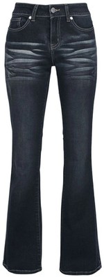 Black Premium by EMP Damen dunkelblaue Jeans mit Waschung und Schlag