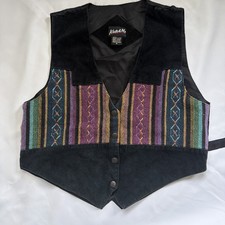 Katch Me San Francisco Women's Genuine Leather Suede Vest Snap Closure Medium