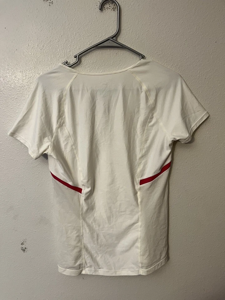 Nike Dri-Fit футболка женщин L белый с розовыми акцентами V шеи короткий рукав - Изображение 3 из 4