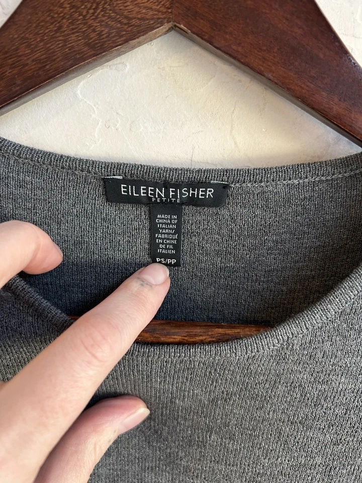 Eileen Fisher 100% Wool Sleeveless Long Top Tank P S Minimal Luxury Classic Gray - Image 3 of 4