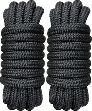 Boat Dock Lines 3/4" x 20' Double Braided Nylon Boat Ropes Docking W/ 15" Loop