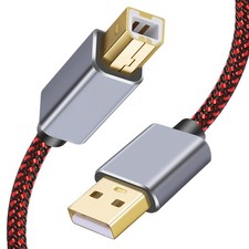 Tiierzon 6Ft USB Printer Cable 2.0 Type A Male to B Male, 6Ft, Gold or Silver