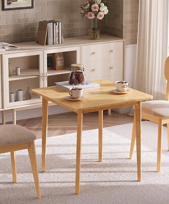 HOOBRO Bamboo Dining Table, 27.6'' Square Table for 2, Kitchen Natural 