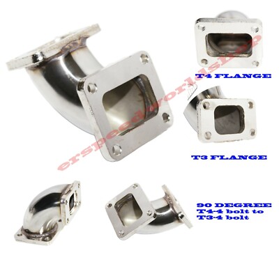 T3-4 bolt flange to T4-4 bolt Flange 90 Deg Turbo Elbow SS Adapter Pipe