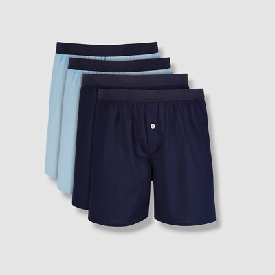 CLUB ROOM Men's Shades of Blue 4 Pack Pair Woven Boxer Underwear NEW Large