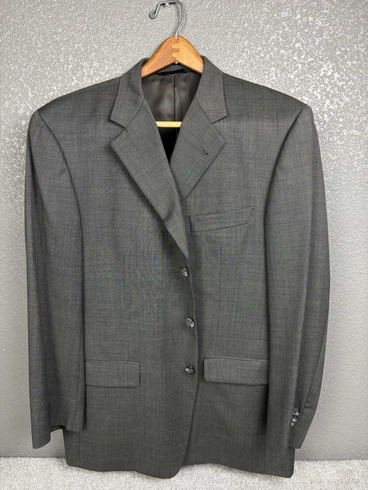 Burberry Blazer Uomo 42R Grigio Marrone 100% Lana Tuta Giacca Cappotto Sportivo (difetto)